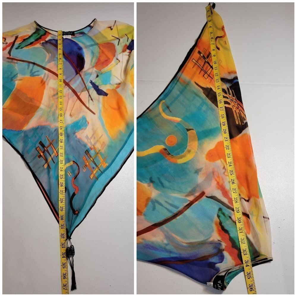 Abstract Print Lightweight Poncho - Multicolor - Picture 11 of 13